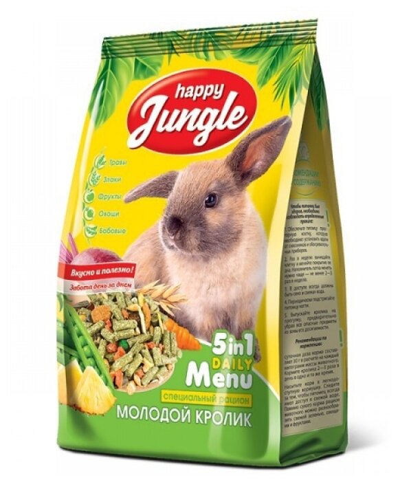 Корм для молодых кроликов Happy Jungle 5 in 1 Daily Menu Специальный рацион (фото modal 1)