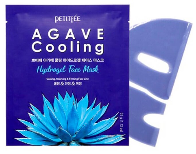 Petitfee Охлаждающая гидрогелевая маска для лица с экстрактом агавы Agave Cooling Hydrogel Face Mask (фото modal 1)