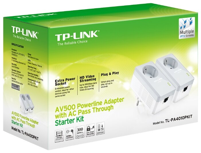Комплект адаптеров Powerline TP-LINK TL-PA4010P KIT (фото modal 5)