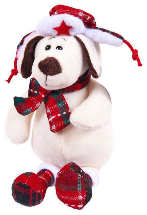 Мягкая игрушка ABtoys Собака в ушанке с шарфом 18 см (фото modal 1)