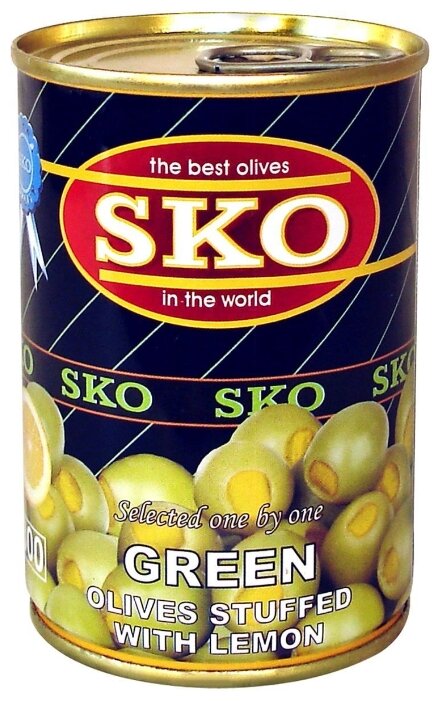 SKO Оливки фаршированные лимоном в рассоле, жестяная банка 280 г (фото modal 1)