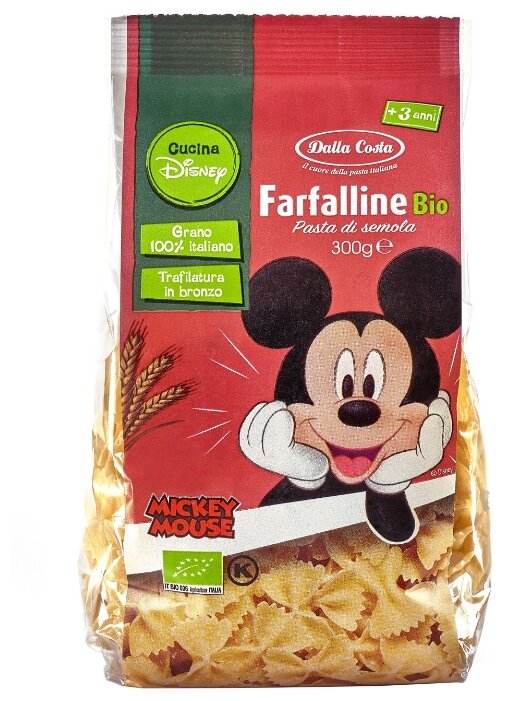 Макаронные изделия Dalla Costa Disney Mickey Mouse Farfalline Bio (с 3-х лет) (фото modal 1)