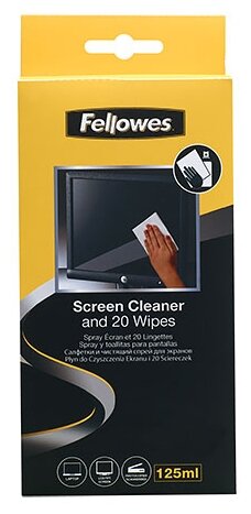 Набор Fellowes Screen Cleaner and Wipes чистящий спрей+сухие салфетки 20 шт. (фото modal 1)