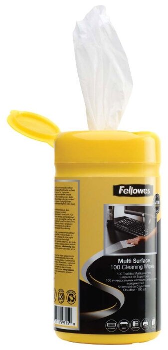 Fellowes Multi Surface Cleaning Wipes влажные салфетки 100 шт. для оргтехники (фото modal 4)