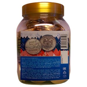 Фигурный шоколад КОРТЕС Шоколадные монеты 5 рублей, коробка (фото modal nav 1)