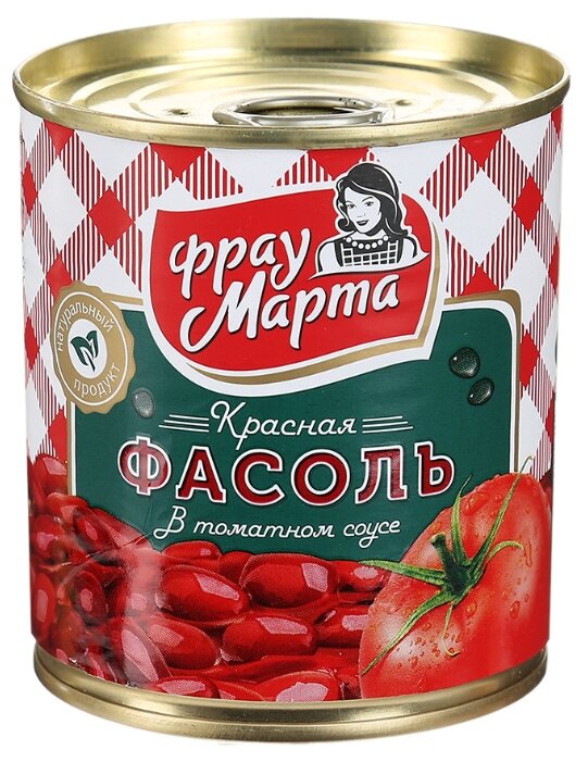 Фасоль Фрау Марта красная в томатном соусе, жестяная банка 310 г (фото modal 1)