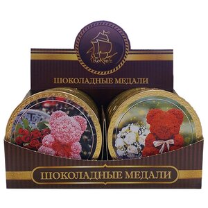 Фигурный шоколад КОРТЕС Шоколадные медали Мишка из роз, коробка (фото modal nav 1)