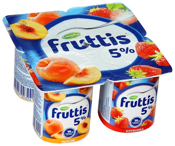 Йогуртный продукт Fruttis клубника персик 5%, 115 г (фото modal 1)