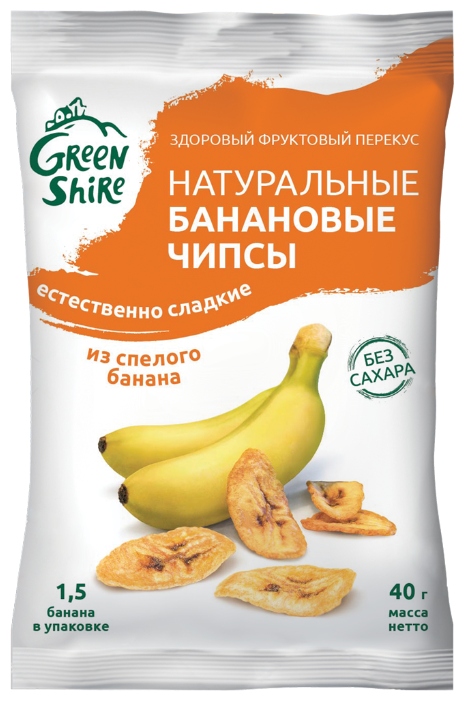 Чипсы GreenShire Банановые из спелого банана без сахара (фото modal 1)