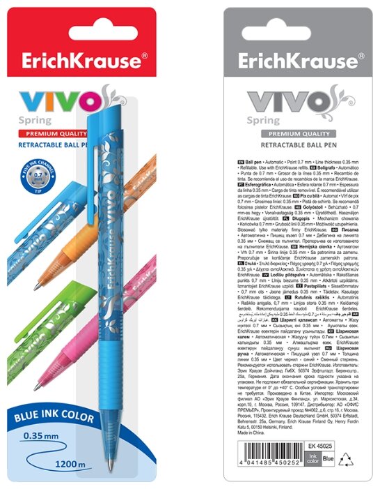 ErichKrause ручка шариковая Vivo Spring в блистере, 0.7 мм (45025) (фото modal 3)