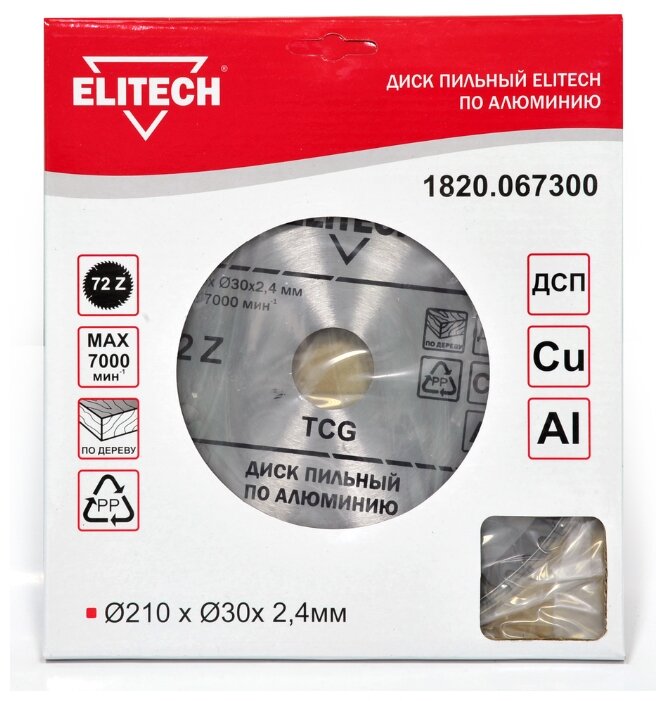 Пильный диск ELITECH 1820.067300 210х30 мм (фото modal 1)