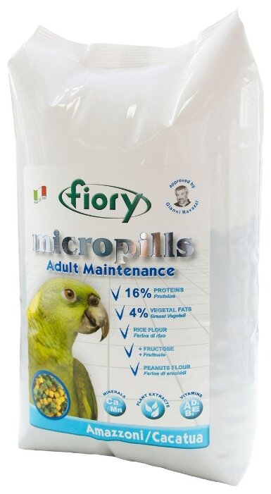 Fiory корм Micropills Amazzoni/Cacatua для амазонских попугаев и какаду (фото modal 1)