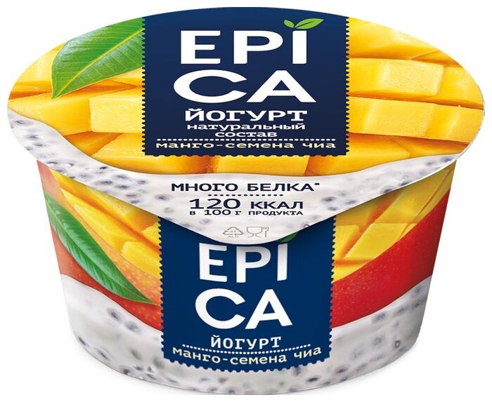 Йогурт EPICA манго и семена чиа 5%, 130 г (фото modal 1)