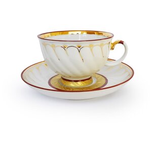 Чайный сервиз Дулёвский фарфор Голубая роза Золотое кольцо 15 предметов с690 (фото modal nav 5)