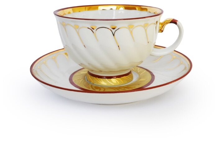 Чайный сервиз Дулёвский фарфор Голубая роза Золотое кольцо 15 предметов с690 (фото modal 5)