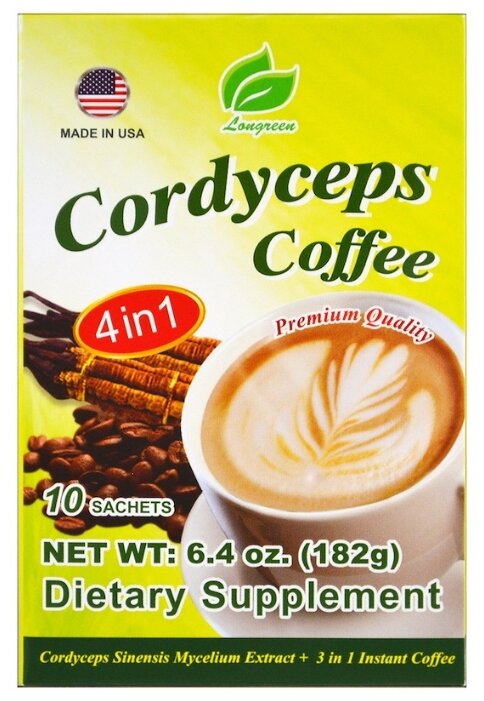 Растворимый кофе 4 in 1 Longreen Corporation Cordyceps Coffee, в пакетиках (фото modal 1)
