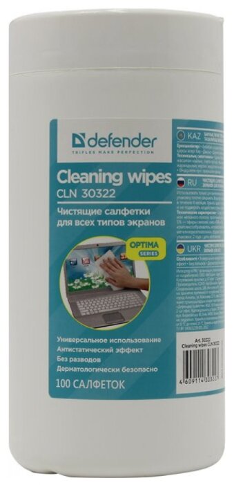 Defender Multipurpose Cleaning Wipes CLN 30322 влажные салфетки 100 шт. для экрана (фото modal 5)