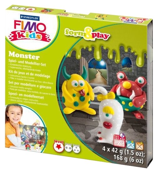 Полимерная глина FIMO kids form&play Детский набор Монстр (8034 11 LZ) (фото modal 1)