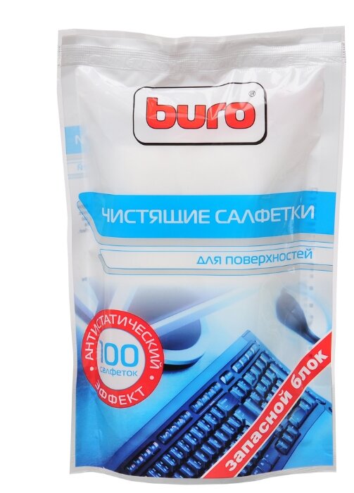 Buro BU-Zsurface влажные салфетки 100 шт. для оргтехники (фото modal 1)