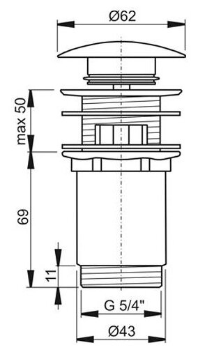 Донный клапан полуавтоматический для раковины RAVAK X01373 (фото modal 2)