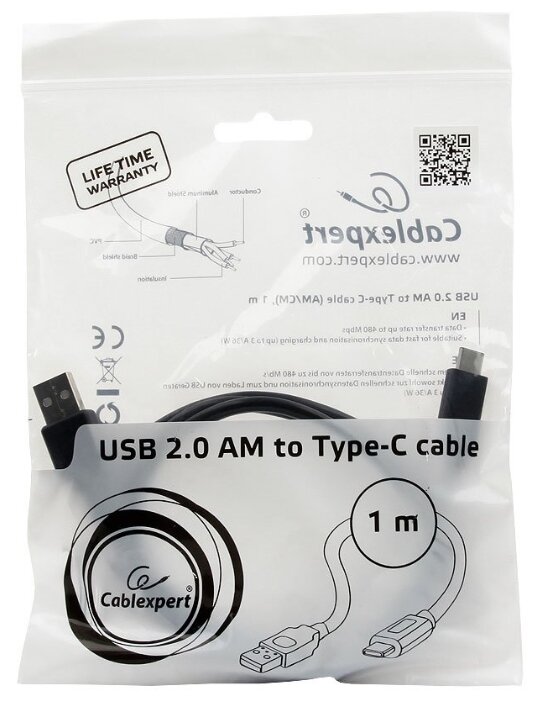 Кабель Cablexpert USB - USB Type-C (CCP-USB2-AMCM) 1 м (фото modal 3)
