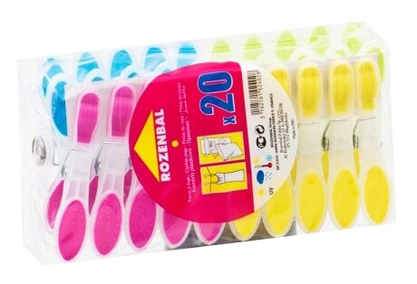 ROZENBAL прищепки пластиковые разноцветные с латексным покрытием 20 шт. (фото modal 1)