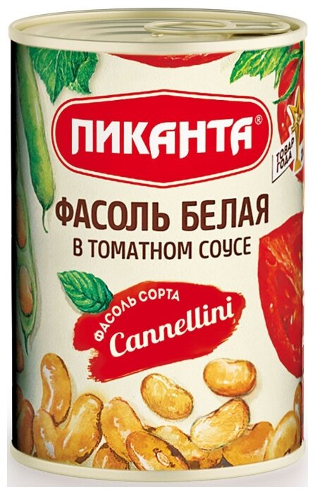 Фасоль Пиканта белая в томатном соусе, жестяная банка 420 г (фото modal 1)
