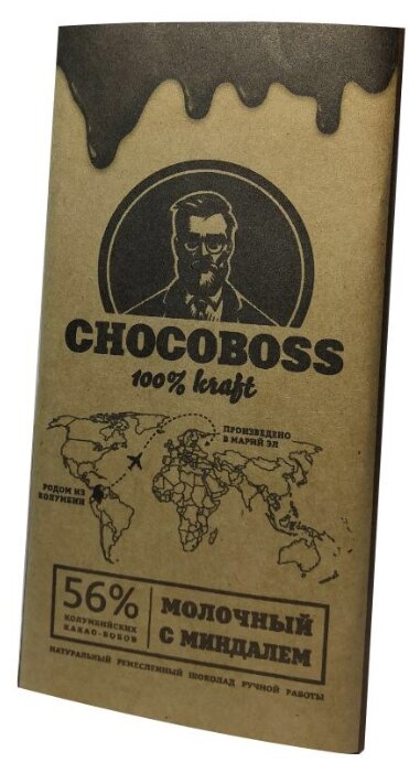 Шоколад Chocoboss молочный с миндалем (фото modal 1)