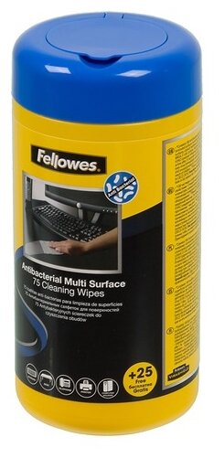 Fellowes Antibacterial Multi Surface Cleaning Wipes влажные салфетки 100 шт. для оргтехники (фото modal 3)