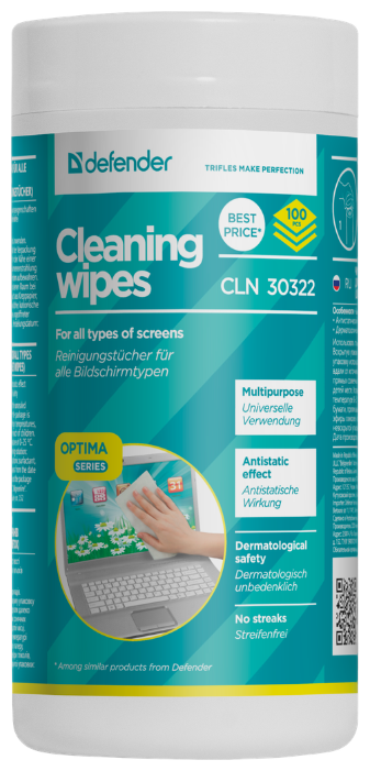 Defender Multipurpose Cleaning Wipes CLN 30322 влажные салфетки 100 шт. для экрана (фото modal 4)