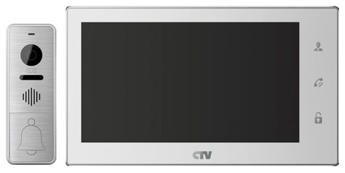 Комплектная дверная станция (домофон) CTV CTV-DP3701 серебро (дверная станция) белый (домофон) (фото modal 1)