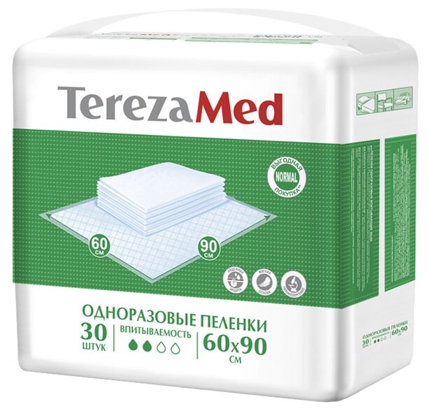 Пеленки TerezaMed Normal 90102, 60 х 90 см (30 шт.) (фото modal 1)