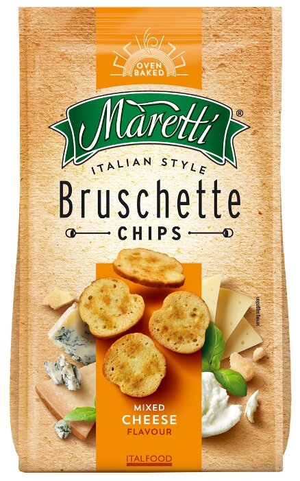 Maretti Сухарики Bruschette chips Mixed cheese, 70 г (фото modal 1)