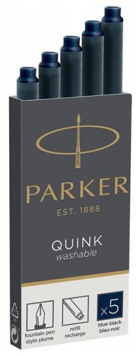 Картридж для перьевой ручки PARKER Quink Z11 Washable (5 шт.) (фото modal 2)