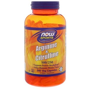 Аминокислота NOW Arginine 500 mg & Citrulline 250 mg (240 капсул) (фото modal nav 1)