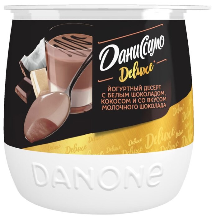 Десерт Даниссимо Deluxe йогуртный с белым шоколадом, кокосом и со вкусом молочного шоколада 5.2%, 160 г (фото modal 2)