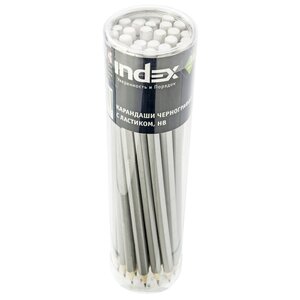Index Набор чернографитных карандашей 30 штук с ластиком HB серебристый корпус (I3000) (фото modal nav 1)