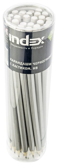 Index Набор чернографитных карандашей 30 штук с ластиком HB серебристый корпус (I3000) (фото modal 1)
