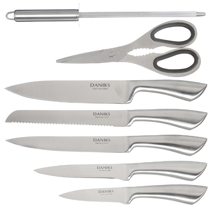 Набор Daniks 5 ножей, ножницы и мусат с подставкой YW-A235-5 (фото modal 2)