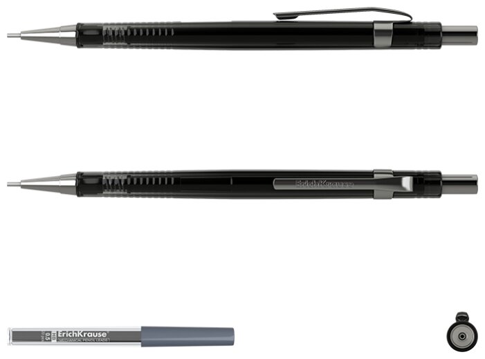 ErichKrause Механический карандаш Black Pointer со сменными грифелями HB, 0.5 мм, 20 шт. (блистер) (фото modal 2)