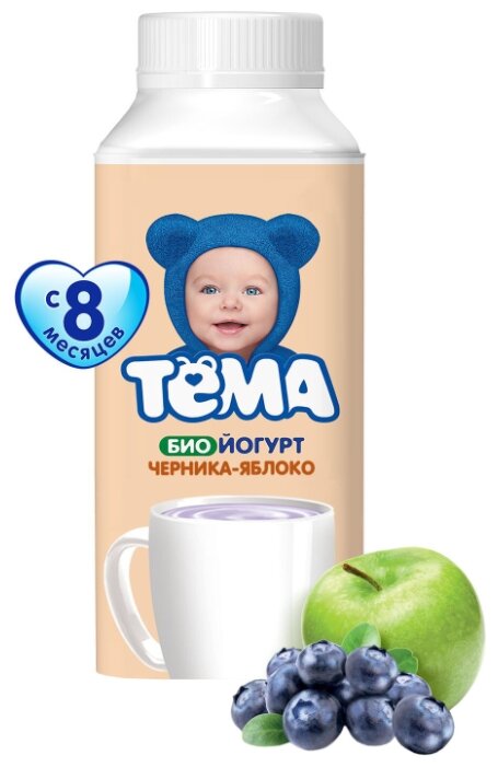 Йогурт питьевой Тёма черника, яблоко (с 8-ми месяцев) 2.8%, 210 г (фото modal 1)