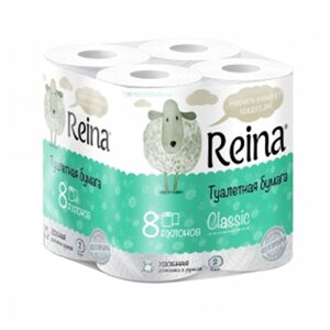 Туалетная бумага Reina Classic белая двухслойная (фото modal nav 2)
