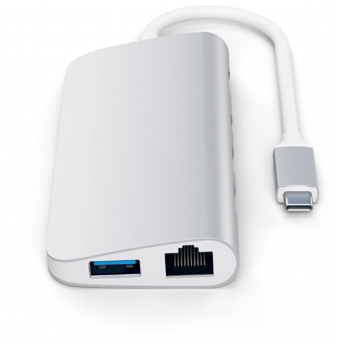 USB-концентратор Satechi Aluminum Type-C Multimedia Adapter (ST-TCMM8PA), разъемов: 4 (фото modal 3)