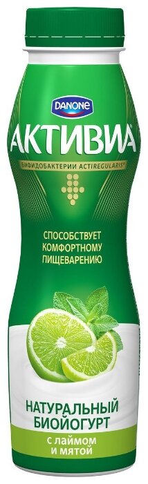 Питьевой йогурт Активиа лайм-мята 2%, 290 г (фото modal 1)