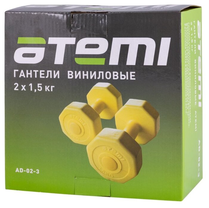 Набор гантелей цельнолитых ATEMI AD-02-3 2x1.5 кг (фото modal 2)