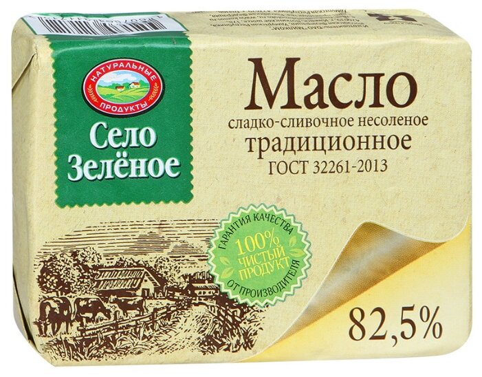 Село Зелёное Масло сливочное Традиционное 82.5%, 175 г (фото modal 1)