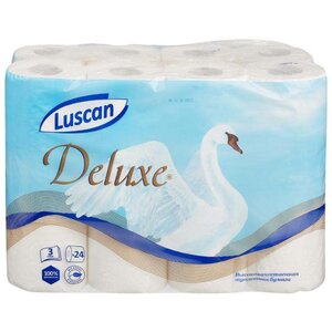 Туалетная бумага Luscan Deluxe белая трёхслойная (фото modal nav 1)