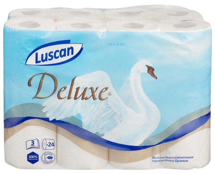 Туалетная бумага Luscan Deluxe белая трёхслойная (фото modal 1)