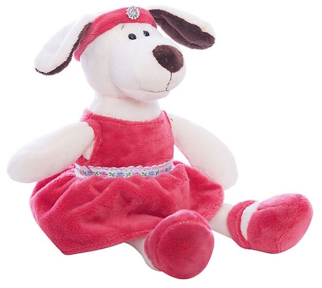 Мягкая игрушка ABtoys Собака в платье с повязкой 16 см (фото modal 1)