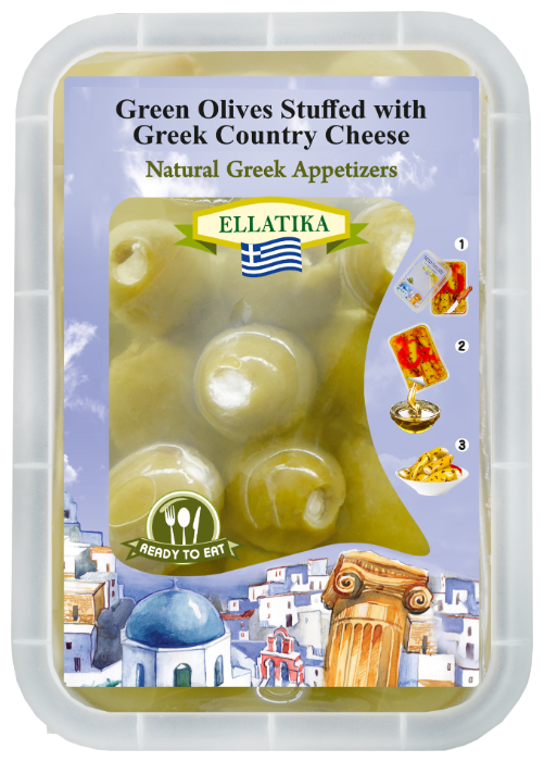 ELLATIKA Оливки фаршированные сыром в масле, пластиковый пакет 230 г (фото modal 1)